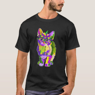 Farbenfrohe Katze mit Maske Mardi Gras Lover T-Shirt