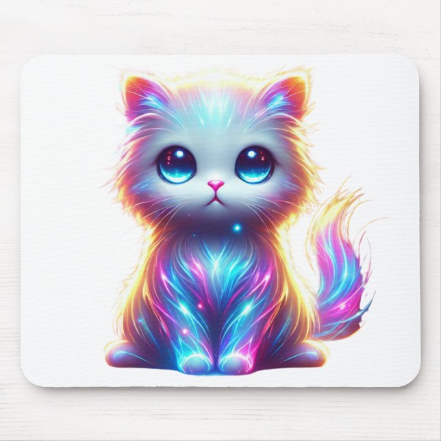 Farbenfrohe Katze Mousepad (Vorne)