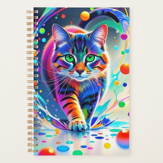 Farbenfrohe Katze, Splash, Malerei, Farbsortierung Planer (Vorderseite)