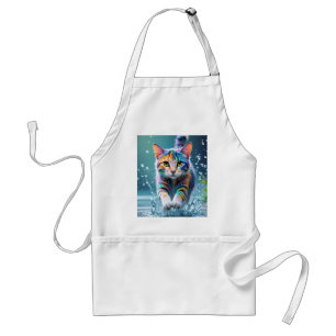 Farbenfrohe Katze, Splash, Malerei, Farbsortierung Schürze