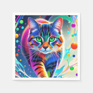 Farbenfrohe Katze, Splash, Malerei, Farbsortierung Serviette