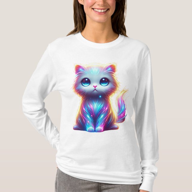 Farbenfrohe Katze T-Shirt (Vorderseite)
