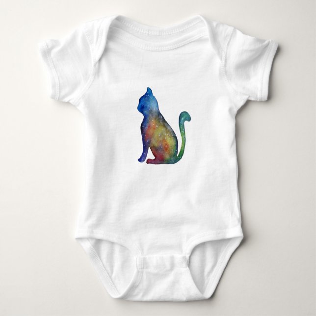 Farbenfrohe Katze Zeichnend Baby Jersey Bodysuit Baby Strampler (Vorderseite)