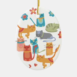 Farbenfrohe Katzen Druckgeschenke für Katzen Liebh Keramik Ornament