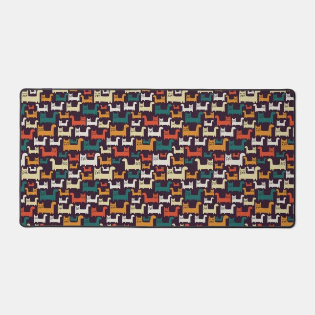 Farbenfrohe Katzen Muster Schreibtischunterlage (Vorderseite)