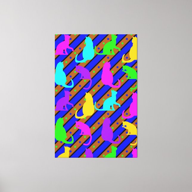 Farbenfrohe Katzen Streifen und Punkte Tierart Leinwanddruck (Vorderseite)