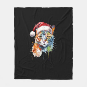 Farbenfrohe Katzen trägt Weihnachtsmannmütze Kitte Fleecedecke