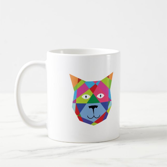 Farbenfrohe Katzengesicht Kaffeetasse (Links)