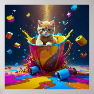 Farbenfrohe Katzenleckerei: Wenn Paint Paws trifft Poster