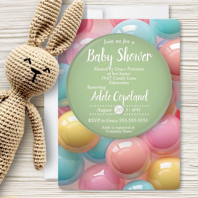 Farbenfrohe Kaugummi Kalligraphie Babydusche Einladung (Von Creator hochgeladen)