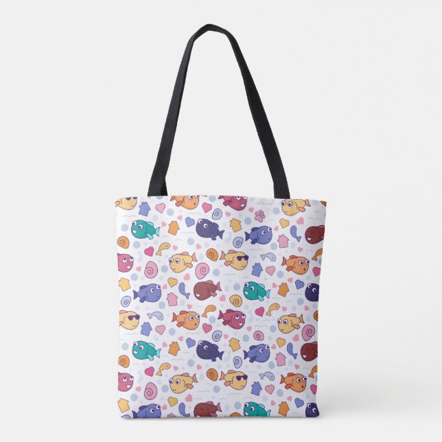 Farbenfrohe Kawaii Fish Tote Tasche - Adortable Oc (Rückseite)