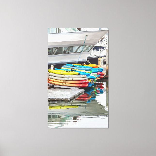 Farbenfrohe Kayaks Leinwanddruck (Vorderseite)
