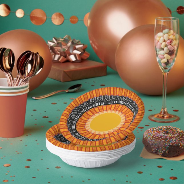 Farbenfrohe Kente Afrocentric Musterpapier Teller (Multi)