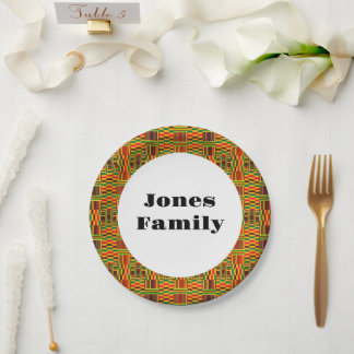 Farbenfrohe Kente Family Wiedersehen Paper Plate Pappteller