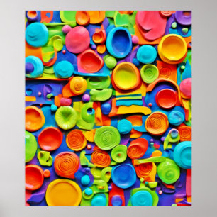 Farbenfrohe Keramik Kunst Poster