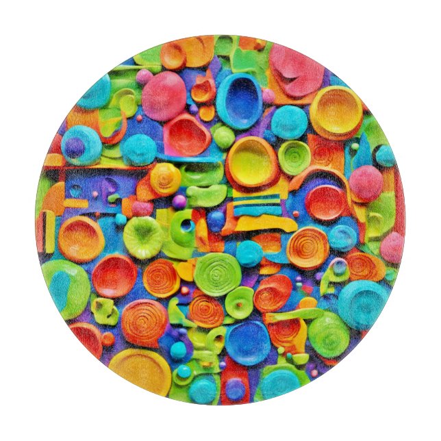 Farbenfrohe Keramik Kunst Schneidebrett (Vorderseite)