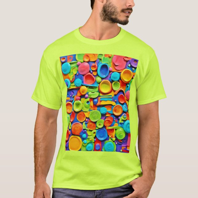 Farbenfrohe Keramik Kunst T-Shirt (Vorderseite)