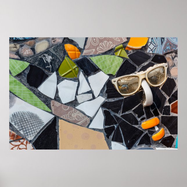 Farbenfrohe Keramik Mosaikboden oder Wand. Kreativ Poster (Vorne)