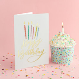 Farbenfrohe Kerzen zum Geburtstag Grußkarte Mit Foliendruck