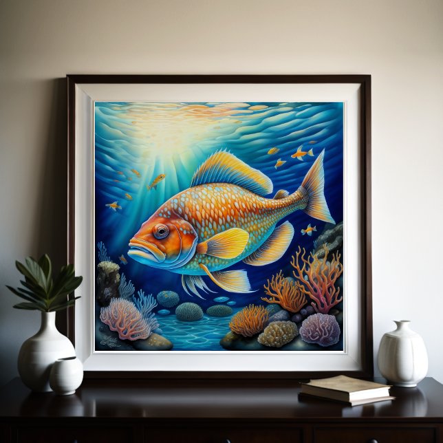 Farbenfrohe Khalde Zeichnend Fische Poster (Von Creator hochgeladen)