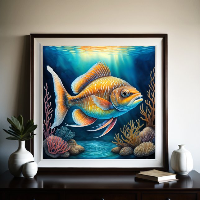Farbenfrohe Khalde Zeichnend Fische Poster (Von Creator hochgeladen)