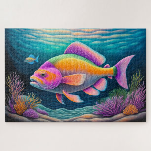 Farbenfrohe Khalde Zeichnend Fische Puzzle