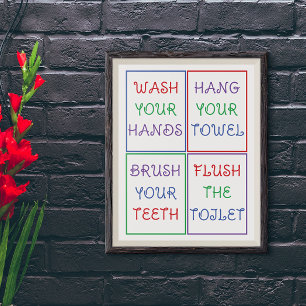 Farbenfrohe Kid's Bathroom Wall Poster