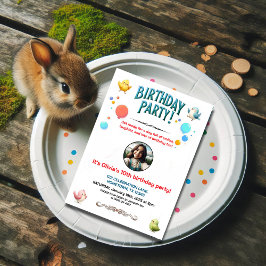 Farbenfrohe Kids Feathered Friends Geburtstagspart Einladung