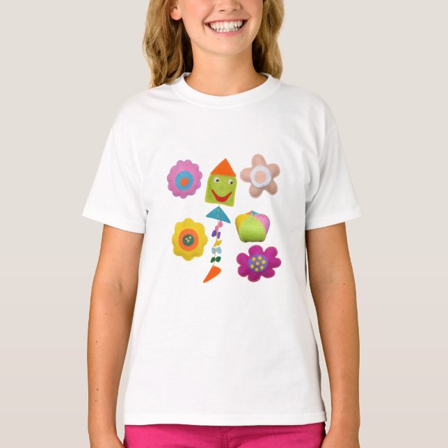 Farbenfrohe Kids Floral T-Shirt Fun Spring Outfit  (Vorderseite)