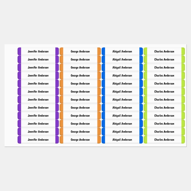 Farbenfrohe Kids School Uniform individualisierbar Etiketten (Blatt)