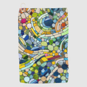 Farbenfrohe Kies Mosaik Kunst Golfhandtuch