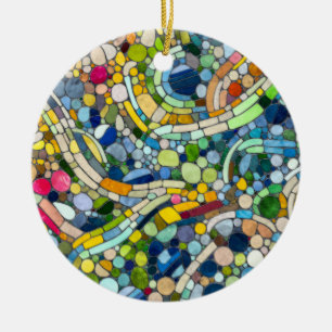 Farbenfrohe Kies Mosaik Kunst Keramik Ornament