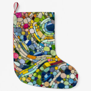 Farbenfrohe Kies Mosaik Kunst Kleiner Weihnachtsstrumpf