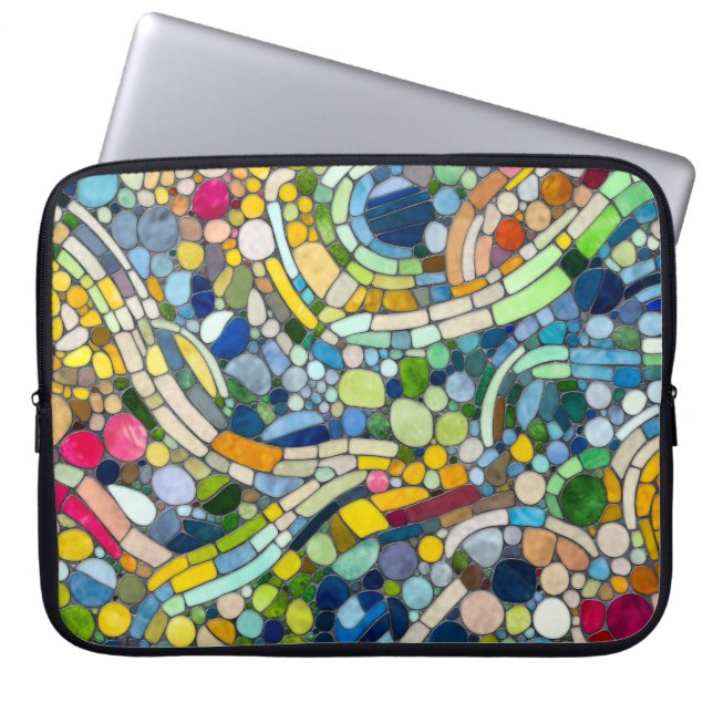 Farbenfrohe Kies Mosaik Kunst Laptopschutzhülle (Vorderseite)