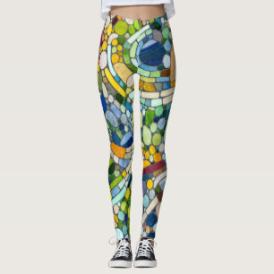 Farbenfrohe Kies Mosaik Kunst Leggings