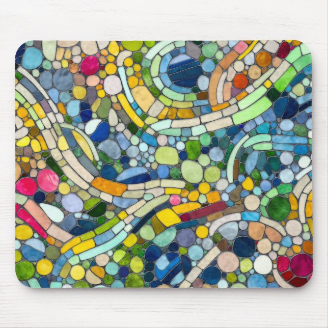 Farbenfrohe Kies Mosaik Kunst Mousepad (Vorne)