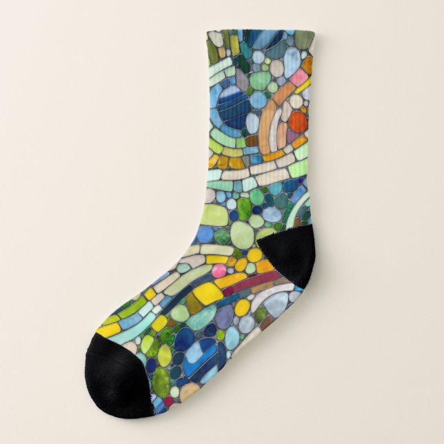Farbenfrohe Kies Mosaik Kunst Socken (Links - Außen)