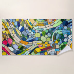 Farbenfrohe Kies Mosaik Kunst Strandtuch