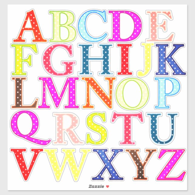 Farbenfrohe Kinder Alphabet Learning Vinyls Aufkleber (Blatt)