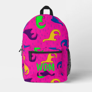 Farbenfrohe Kinder Dinosaurier Custom Monogram Bac Bedruckter Rucksack