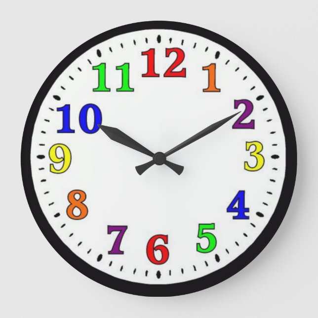 Farbenfrohe Kinder Große Wanduhr (Vorderseite)