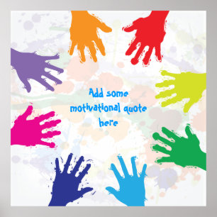 Farbenfrohe Kinder handdrucken quadratisches Plaka Poster