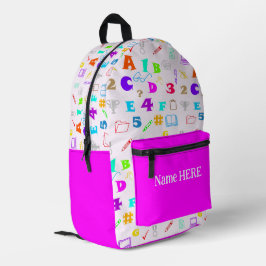 Farbenfrohe Kinder Schulmaterial & Name auf heiß r Bedruckter Rucksack