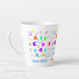 Farbenfrohe Kinderbriefe, Zahlen und Schulmaterial Milchtasse