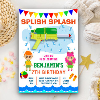 Farbenfrohe Kindergeburtstag Party Einladung