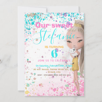 Farbenfrohe Kindergeburtstag Party Einladung