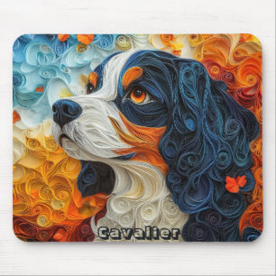 Farbenfrohe King Charles Paper Quilling Portrait Mousepad