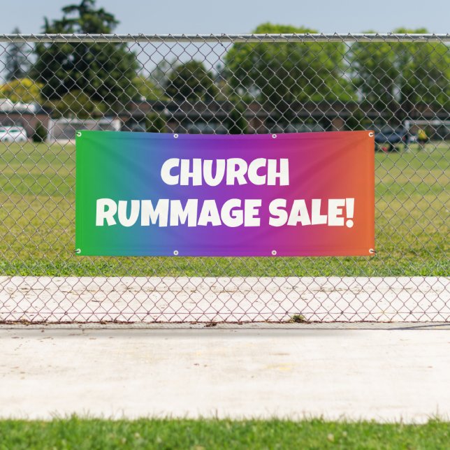 Farbenfrohe Kirche Rummage Sale Banner (Insitu)