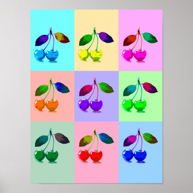 Farbenfrohe Kirchen - Pop Art Poster (Vorne)