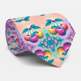 Farbenfrohe Kirsche für den Vatertag Krawatte